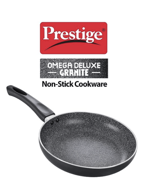 Prestige Non-Stick Omega Deluxe Granite Fry Pan | 24 Centimetre | Black | Induction Base | 5 Layer Non-Stick Cookware | Dishwasher Safe | 2-Layer Metallic Finish Visit the Prestige Store - Image 2